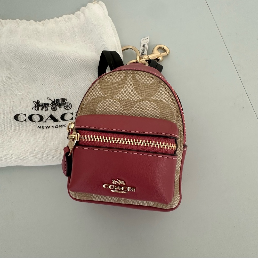 Unavailable -  NWT Coach Mini Court Backpack Bag Charm Pink Christmas